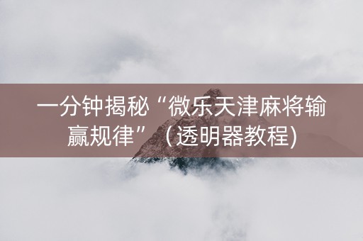 一分钟揭秘“微乐天津麻将输赢规律”（透明器教程)