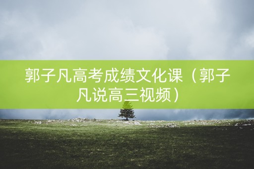 郭子凡高考成绩文化课（郭子凡说高三视频）
