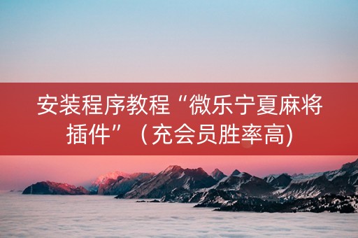 安装程序教程“微乐宁夏麻将插件”（充会员胜率高)