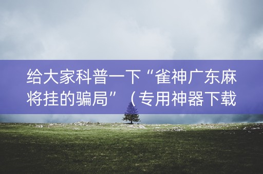 给大家科普一下“雀神广东麻将挂的骗局”（专用神器下载)