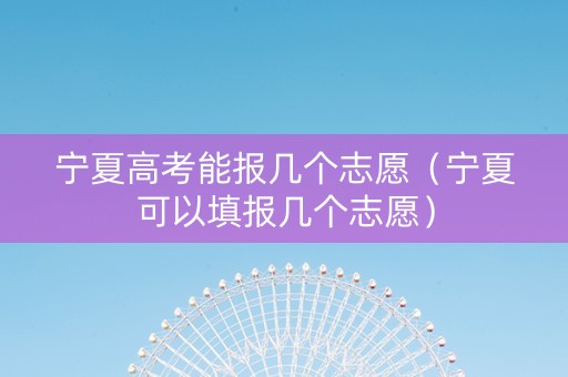 宁夏高考能报几个志愿（宁夏可以填报几个志愿）