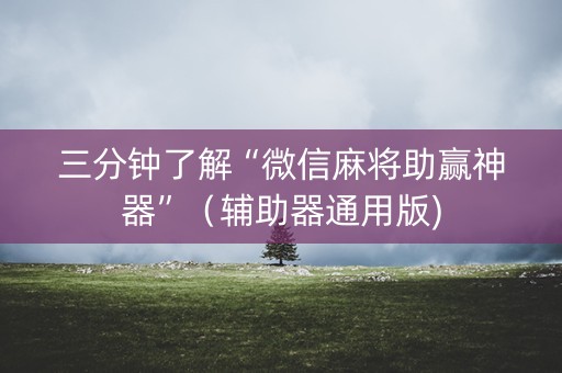 三分钟了解“微信麻将助赢神器”（辅助器通用版)