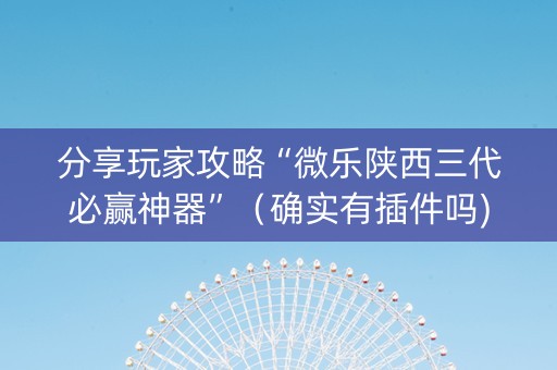 分享玩家攻略“微乐陕西三代必赢神器”（确实有插件吗)