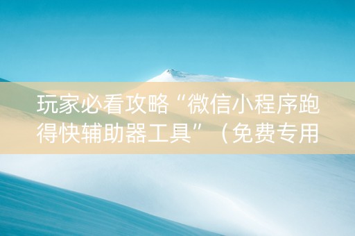 玩家必看攻略“微信小程序跑得快辅助器工具”（免费专用神器)