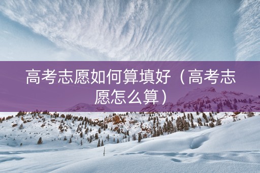 高考志愿如何算填好（高考志愿怎么算）