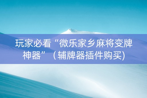 玩家必看“微乐家乡麻将变牌神器”（辅牌器插件购买)