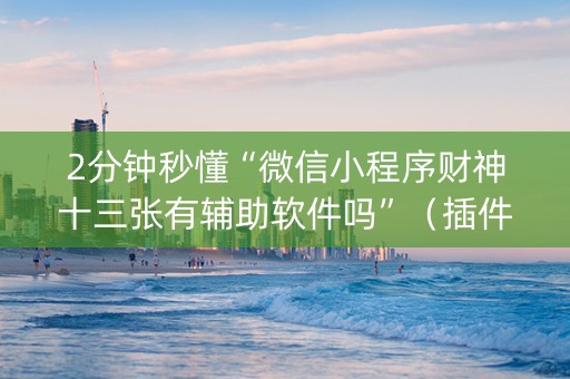 2分钟秒懂“微信小程序财神十三张有辅助软件吗”（插件可信吗)