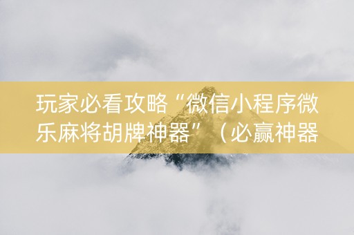 玩家必看攻略“微信小程序微乐麻将胡牌神器”（必赢神器)