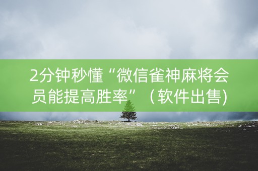 2分钟秒懂“微信雀神麻将会员能提高胜率”（软件出售)