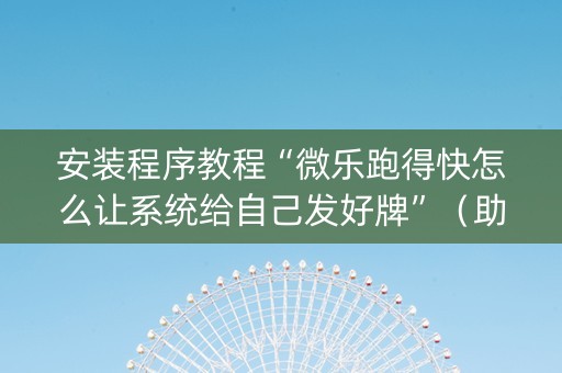 安装程序教程“微乐跑得快怎么让系统给自己发好牌”（助赢神器)