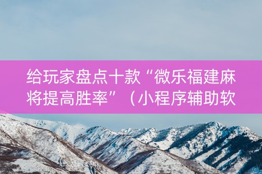 给玩家盘点十款“微乐福建麻将提高胜率”（小程序辅助软件)