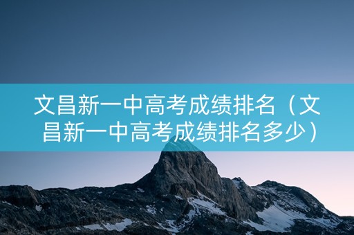 文昌新一中高考成绩排名（文昌新一中高考成绩排名多少）