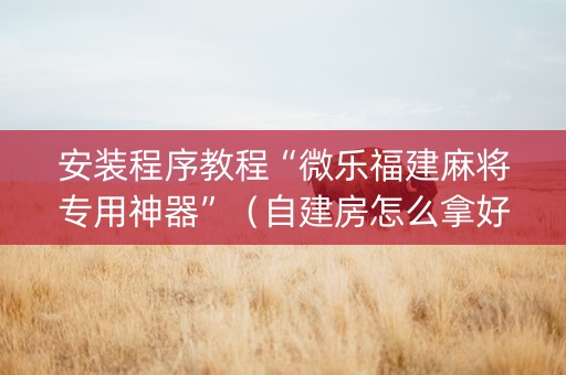 安装程序教程“微乐福建麻将专用神器”（自建房怎么拿好牌)