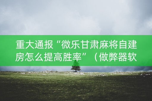 重大通报“微乐甘肃麻将自建房怎么提高胜率”（做弊器软件下载)