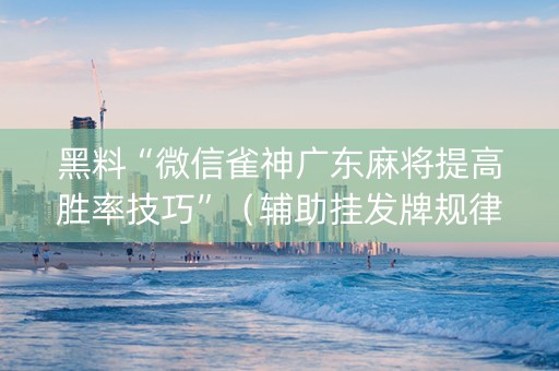 黑料“微信雀神广东麻将提高胜率技巧”（辅助挂发牌规律)