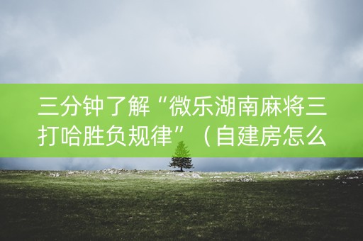 三分钟了解“微乐湖南麻将三打哈胜负规律”（自建房怎么赢)