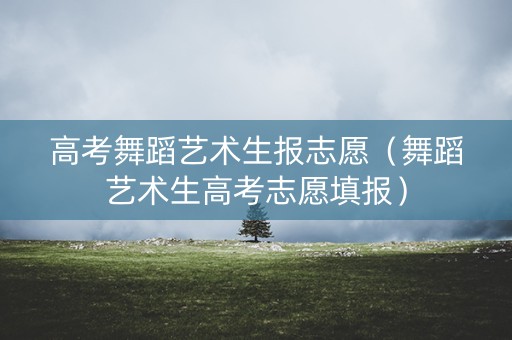 高考舞蹈艺术生报志愿（舞蹈艺术生高考志愿填报）