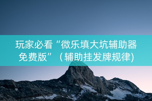 玩家必看“微乐填大坑辅助器免费版”（辅助挂发牌规律)