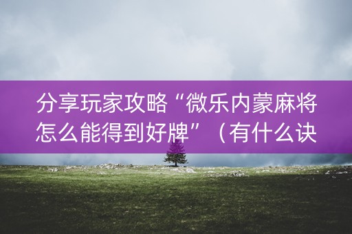 分享玩家攻略“微乐内蒙麻将怎么能得到好牌”（有什么诀窍)
