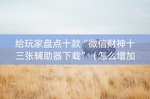 给玩家盘点十款“微信财神十三张辅助器下载”（怎么增加胜率)