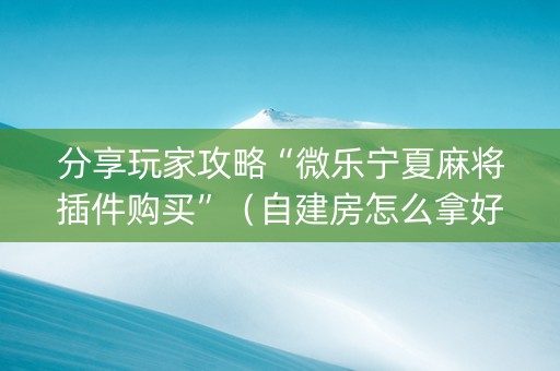 分享玩家攻略“微乐宁夏麻将插件购买”（自建房怎么拿好牌)