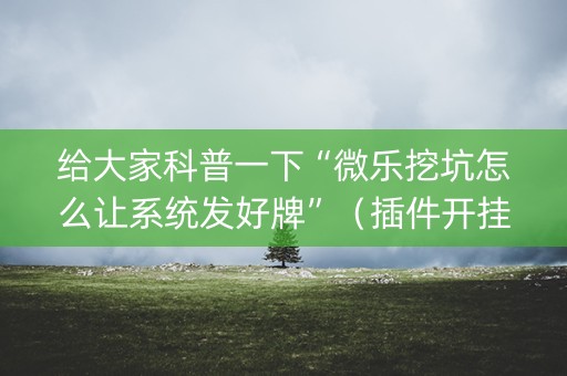 给大家科普一下“微乐挖坑怎么让系统发好牌”（插件开挂免费AI)
