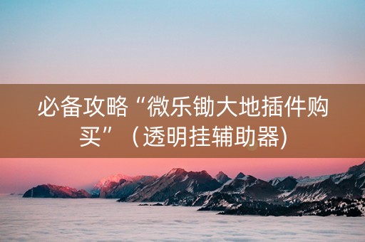 必备攻略“微乐锄大地插件购买”（透明挂辅助器)