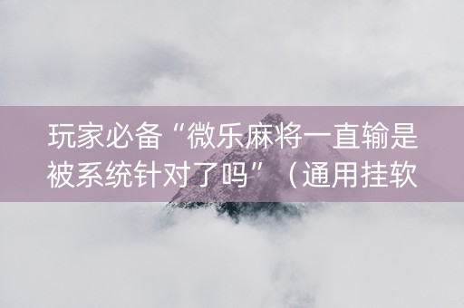 玩家必备“微乐麻将一直输是被系统针对了吗”（通用挂软件多少钱)
