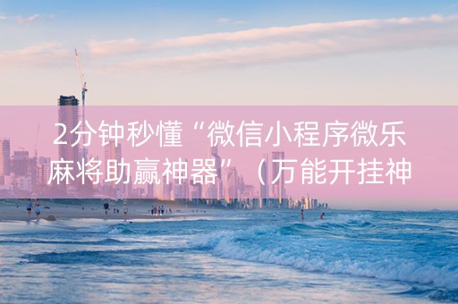 2分钟秒懂“微信小程序微乐麻将助赢神器”（万能开挂神器)