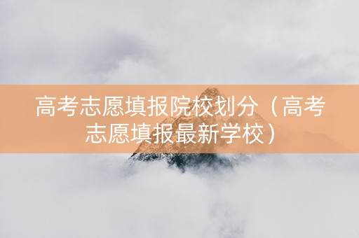 高考志愿填报院校划分（高考志愿填报最新学校）