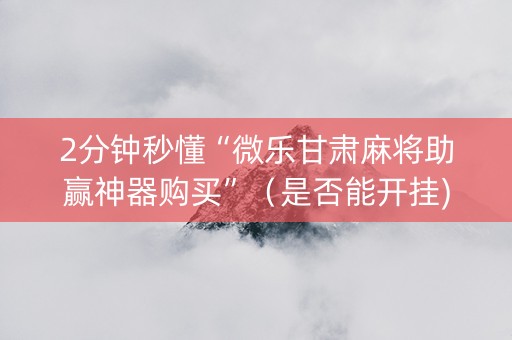2分钟秒懂“微乐甘肃麻将助赢神器购买”（是否能开挂)