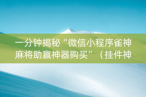 一分钟揭秘“微信小程序雀神麻将助赢神器购买”（挂件神器)
