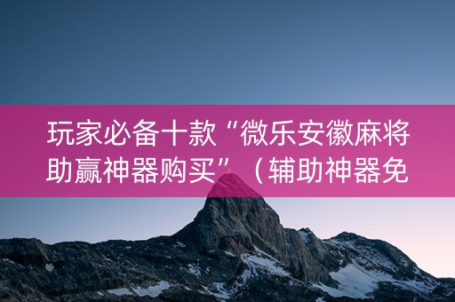 玩家必备十款“微乐安徽麻将助赢神器购买”（辅助神器免费)