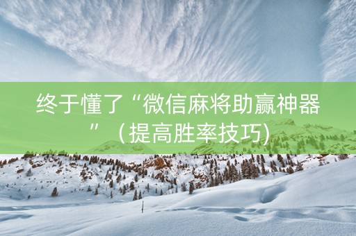 终于懂了“微信麻将助赢神器”（提高胜率技巧)