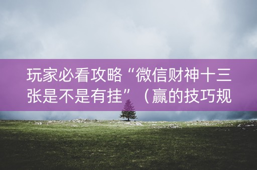 玩家必看攻略“微信财神十三张是不是有挂”（赢的技巧规律)