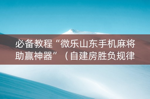 必备教程“微乐山东手机麻将助赢神器”（自建房胜负规律)