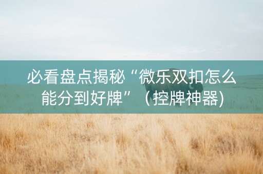 必看盘点揭秘“微乐双扣怎么能分到好牌”（控牌神器)