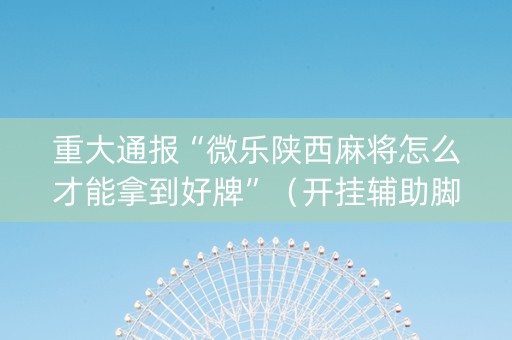 重大通报“微乐陕西麻将怎么才能拿到好牌”（开挂辅助脚本)