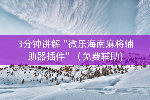 3分钟讲解“微乐海南麻将辅助器插件”（免费辅助)