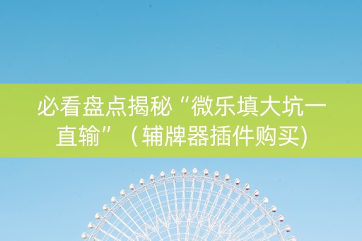 必看盘点揭秘“微乐填大坑一直输”（辅牌器插件购买)