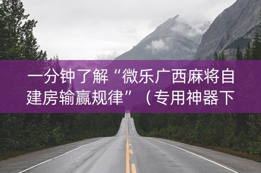 一分钟了解“微乐广西麻将自建房输赢规律”（专用神器下载)