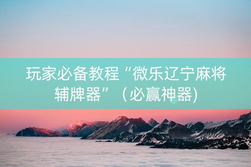玩家必备教程“微乐辽宁麻将辅牌器”（必赢神器)