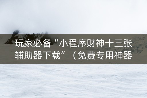 玩家必备“小程序财神十三张辅助器下载”（免费专用神器)