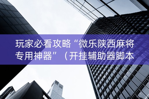 玩家必看攻略“微乐陕西麻将专用神器”（开挂辅助器脚本)