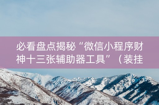 必看盘点揭秘“微信小程序财神十三张辅助器工具”（装挂怎么安装)
