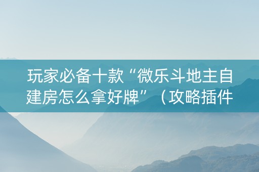 玩家必备十款“微乐斗地主自建房怎么拿好牌”（攻略插件)