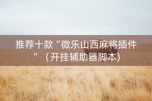 推荐十款“微乐山西麻将插件”（开挂辅助器脚本)