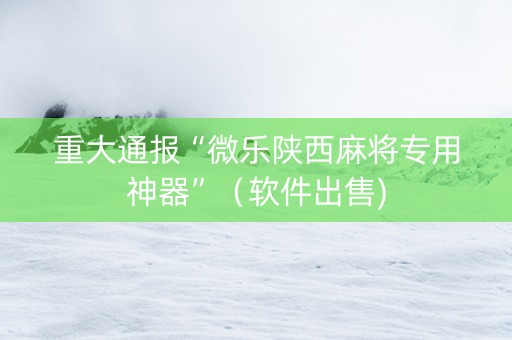 重大通报“微乐陕西麻将专用神器”（软件出售)