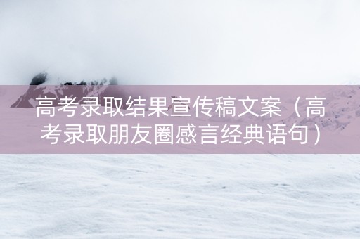 高考录取结果宣传稿文案（高考录取朋友圈感言经典语句）