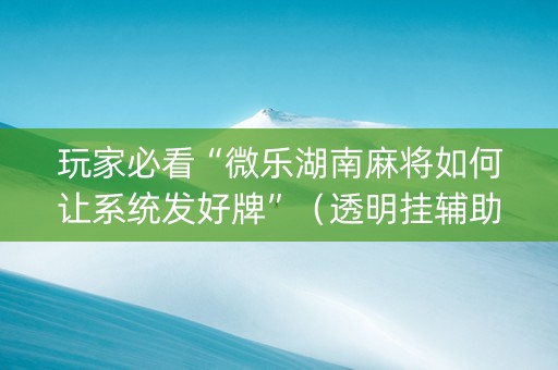 玩家必看“微乐湖南麻将如何让系统发好牌”（透明挂辅助器)
